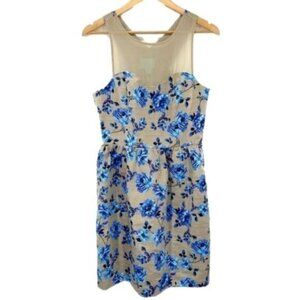 CeCe By Cynthia Steffe Floral SLeeveless Dress Blue Roses